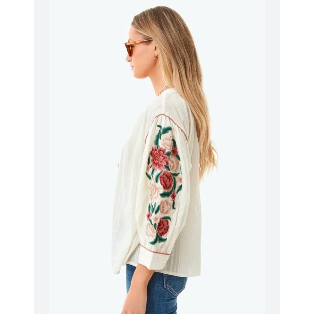 Roller Rabbit Embroidered Floral Boho Top - Picture 2 of 8
